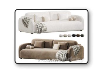 3dsky Pro - Sofa Clymar Velvet Beige 3D Model