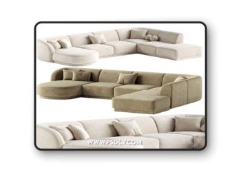 3dsky Pro - U shaped sofa Miley right 3D Model