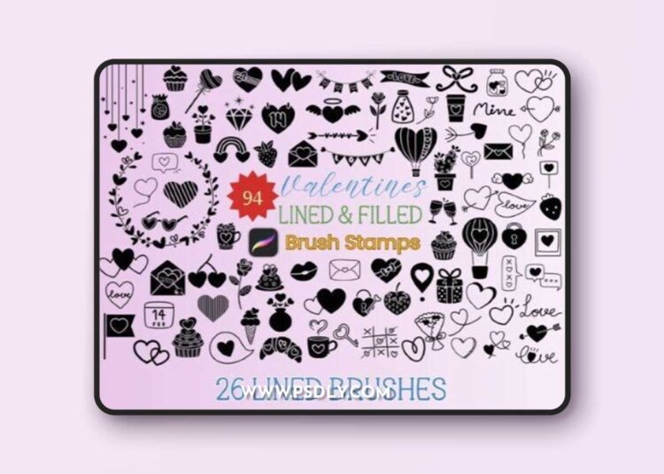 94 Valentines Procreate Brush Stamps 1 94 Valentines Procreate Brush Stamps