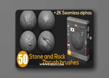 Artstation - 50 Stone and Rock Zbrush brush + seamless alphas