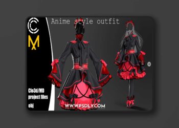 Artstation - Anime style outfit. Marvelous Designer/Clo3d project + OBJ