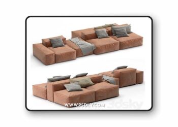 Bonaldo leather sofa PEANUT B 3D Model
