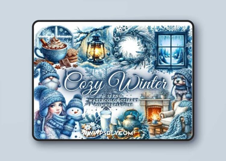 Cozy Winter - 70+ Watercolor Clipart Christmas PNGs 1 Cozy Winter - 70+ Watercolor Clipart Christmas PNGs