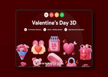 Valentines 3D Illustration Ui8.net