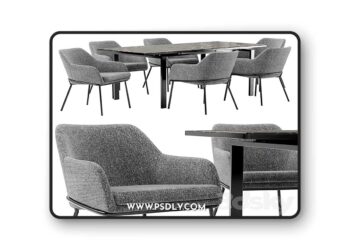 3dsky-Pro---Dining-chair-Cozy-and-table-Areal-3D-Model