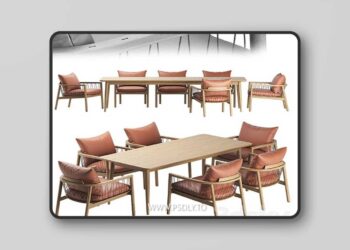 3dsky Pro - Kerry Lounge Chair Tate Walnut Extendable Midcentury Dining Table