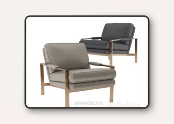 3dsky Pro - Milo Baughman Leather Chair 3D Model