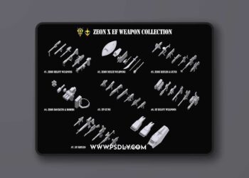 Cgtrader - Gundam Zeon X Earth Federation Weapon Collection 3D Model