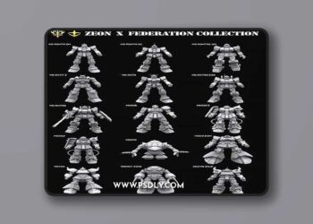 Cgtrader - Gundam mobile suit Zeon x Earth Federation collection 3D Model