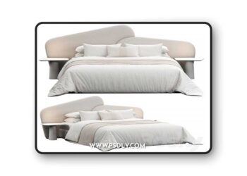 Rounded Linen Upholstered Headboard Bed