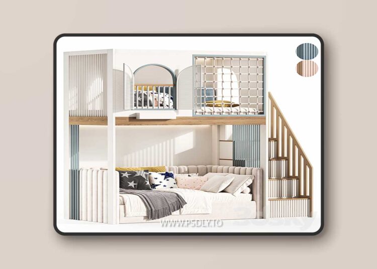 3dsky Pro - Bunk bed for kids 13 3D Model 1 3dsky Pro - Bunk bed for kids 13 3D Model