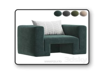 3dsky Pro - Matra Deep Teal Velvet Lounge Armchair By CB2