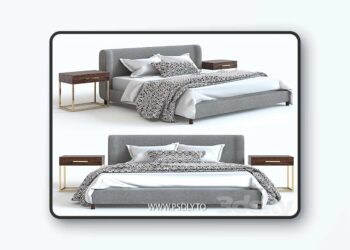 3dsky Pro - Pottery Barn Rochella Bed 3D Model