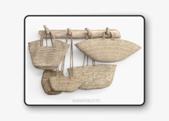 3dsky Pro - wall decor set with old wicker bags