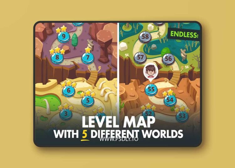 CM - Game Level Map with 5 Worlds 1512522 1 CM - Game Level Map with 5 Worlds 1512522