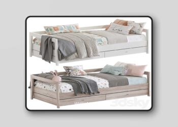 3dsky Pro - Daybed Large Bed By Mint Factory 3 3D Model