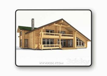 3dsky Pro - Modern cottage. Log Cabin 3D Model