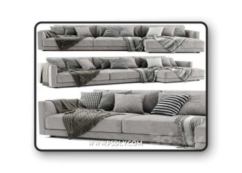 3dsky Pro - Poliform Bristol Chaise Longue Sofa 2