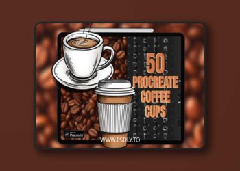 50 Coffee Cups Stamps Brushes for Procreate