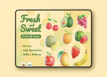 Fruit 3D Icons Ui8.net