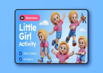 Iconscout - Little Girl Activity 3D Illustration Pack