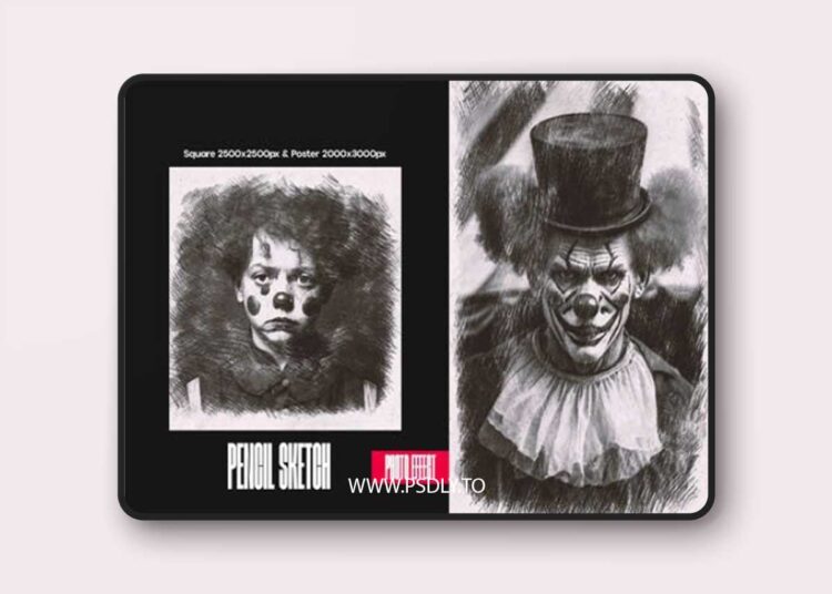 Pencil Sketch - Square & Poster Photoshop Effects 1 Pencil Sketch - Square & Poster Photoshop Effects