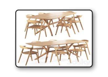 3dsky Pro - Oak-bok chair oak-x table
