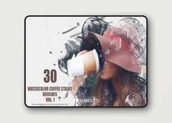 Artstation - 30 Watercolor Coffee Stains Brushes - Vol. 1