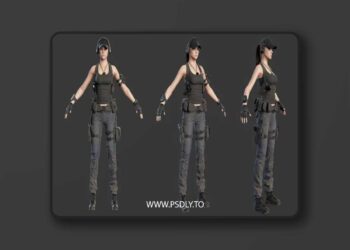 Female Soldier Low-poly 3D Model