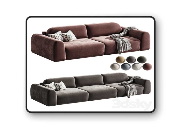 Straight sofa Lilt 2 round 3D Model 1 Straight sofa Lilt 2 round 3D Model