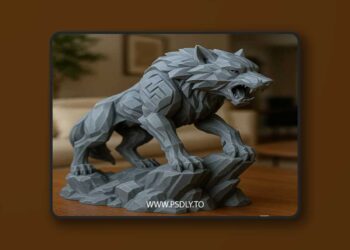 Crowned Wolf – Silent Power of the Night – 3D Print Model