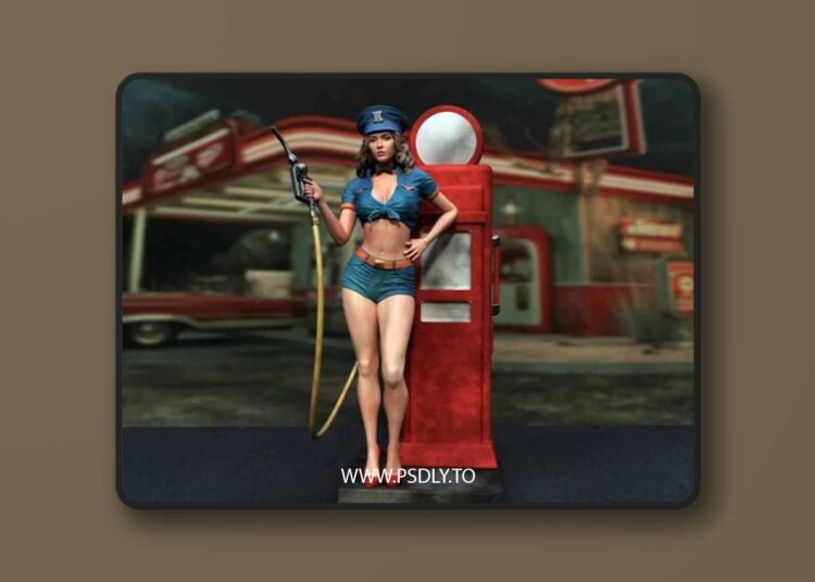 Exclusive – Mobil Oil Pin up Girl – 3D Print Model STL 1 Exclusive – Mobil Oil Pin up Girl – 3D Print Model STL