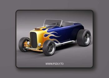 Ford 1932 Hot Rod Flame Custom Roadster 3D Model