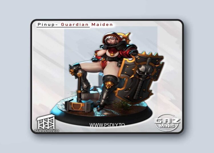 Gaz Minis – Pinup – Guardian Maiden – 3D Print 1 Gaz Minis – Pinup – Guardian Maiden – 3D Print