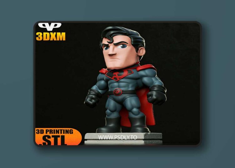3DXM – Superman Red Son Chibi – 3D Print 1 3DXM – Superman Red Son Chibi – 3D Print