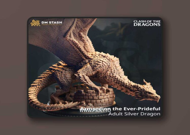 Azmordion the Ever-Prideful – Adult Silver Dragon – 3D Print Model 1 Azmordion the Ever-Prideful – Adult Silver Dragon – 3D Print Model