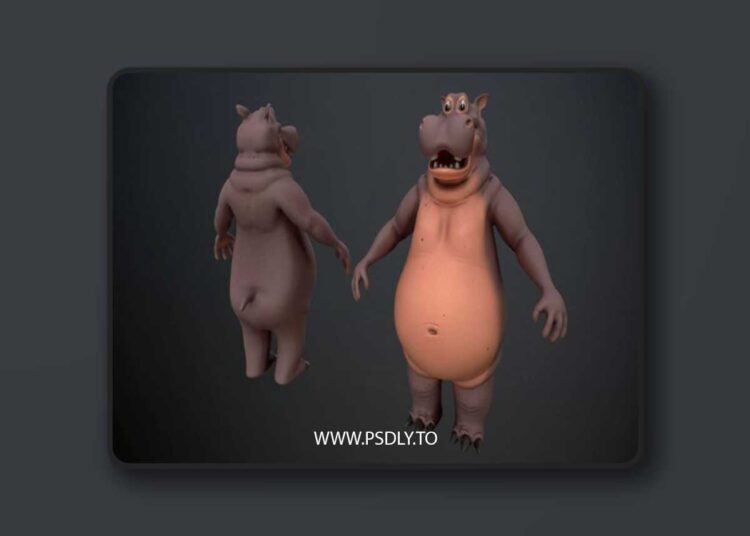 Cartoon Hippo Low-poly 3D Model 1 Cartoon Hippo Low-poly 3D Model