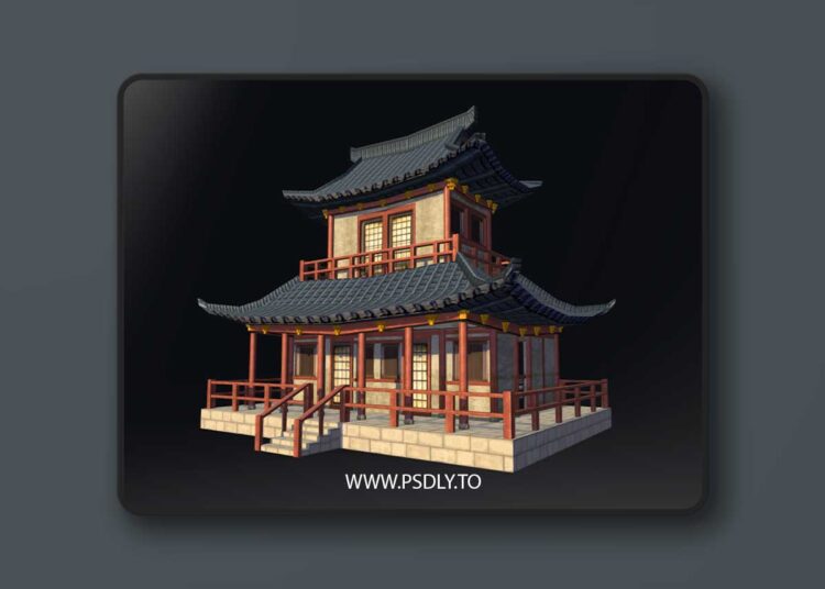 Japanese Temple Low-poly 3D model 1 Japanese Temple Low-poly 3D model