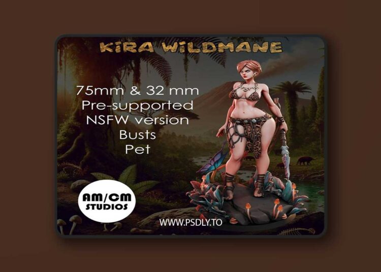 Kira Wildmane – cavewoman Pin-Up – 3D Print Model STL 1 Kira Wildmane – cavewoman Pin-Up – 3D Print Model STL
