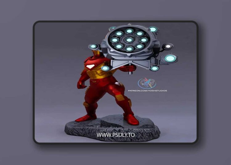 Modular Iron Man Statue with Proton Cannon – 3D Print 1 Modular Iron Man Statue with Proton Cannon – 3D Print