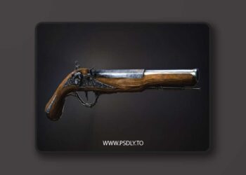 Musket Game-ready low-poly wooden gun Low-poly 3D model