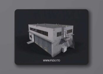 Warehouse building Low-poly 3D model Low-poly 3D Model