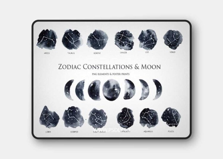 Zodiac Constellations & Moon Clipart 2085931 1 Zodiac Constellations & Moon Clipart 2085931