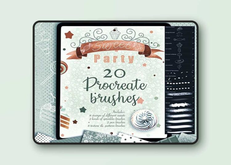 20 Sweet Party Procreate Brushes (Textures and Stamps) 1 20 Sweet Party Procreate Brushes (Textures and Stamps)
