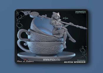 Alicia Wonder – Teacup Diorama – 3D Print Model