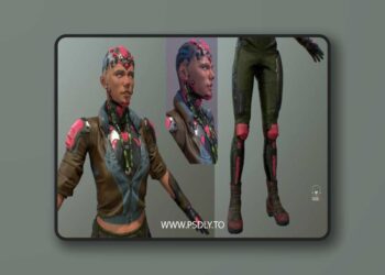 Cyberpunk girl Low-poly 3D model