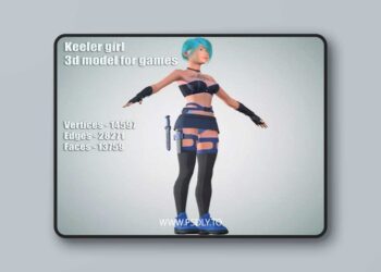 Keeler girl Low-poly 3D model Low-poly 3D model