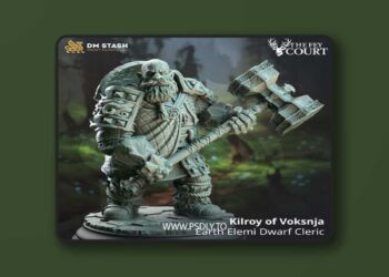 Kilroy of Voksnja – Earth Elemi Dwarf Cleric – 3D Print Model