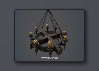 Medieval Chandelier Low-poly 3D Model