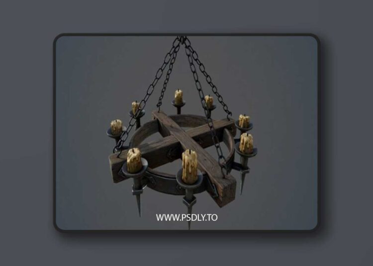Medieval Chandelier Low-poly 3D Model 1 Medieval Chandelier Low-poly 3D Model